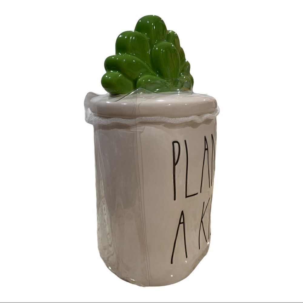 RAE DUNN "PLANT A KISS" MUG WITH TOPPER - Picture 4 of 5